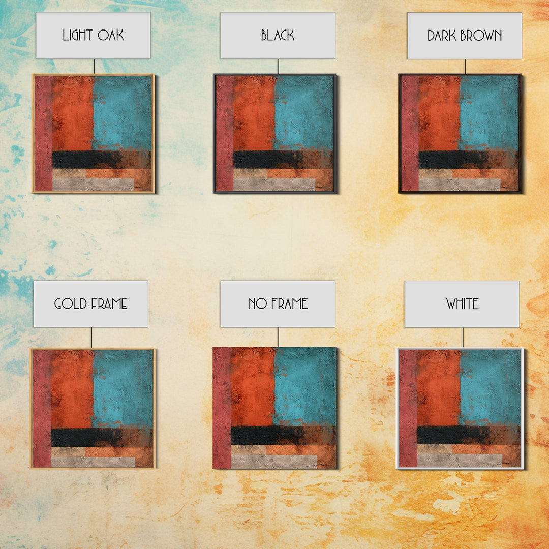 Bright Coral and Turquoise Abstract for Outdoors Canvas Print, Patio Art, Outdoor Wall Art, Patio Decor, Abstract Art, Outdoor, PAT-1x1-36
