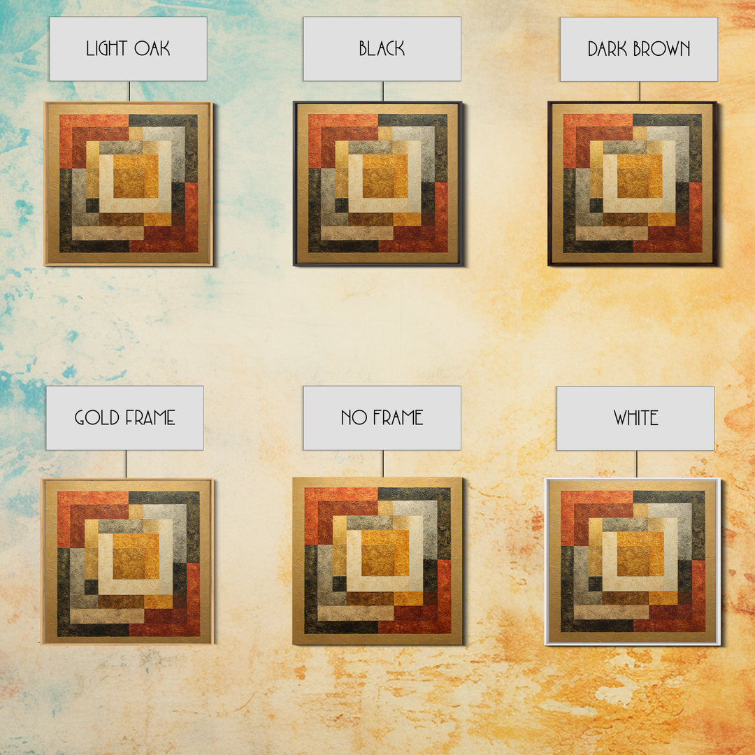 Warm Geometric Tile Pattern Framed Canvas Print, Patio Art, Outdoor Decor, Patio Decor, Abstract Art, Outdoor, Bar Art, PAT-1x1-96