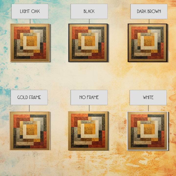 Warm Geometric Tile Pattern Framed Canvas Print, Patio Art, Outdoor Decor, Patio Decor, Abstract Art, Outdoor, Bar Art, PAT-1x1-96