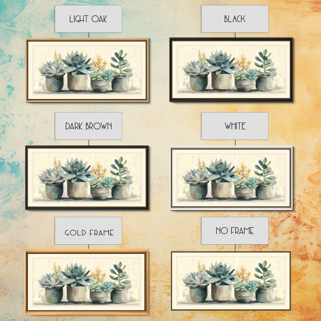 Succulent Collection in Ceramic Planters Canvas Print, Patio Art, Contemporary Art, Patio Decor, Fine Art, Outdoor, Metal Art, PAT-2x1-17