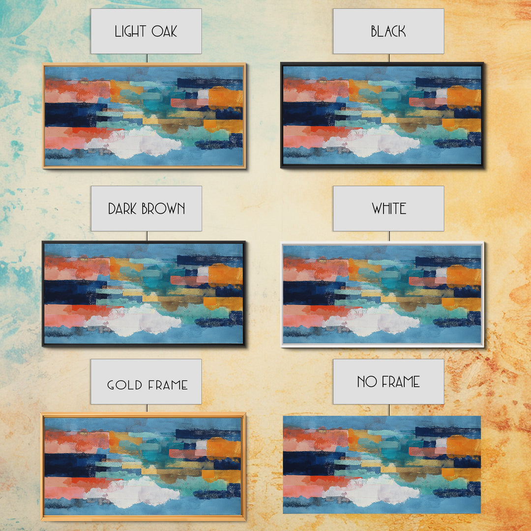 Bright Coral and Turquoise Abstract for Outdoors Canvas Print, Patio Art, Contemporary Art, Patio Decor, Abstract Art, Outdoor, PAT-2x1-32