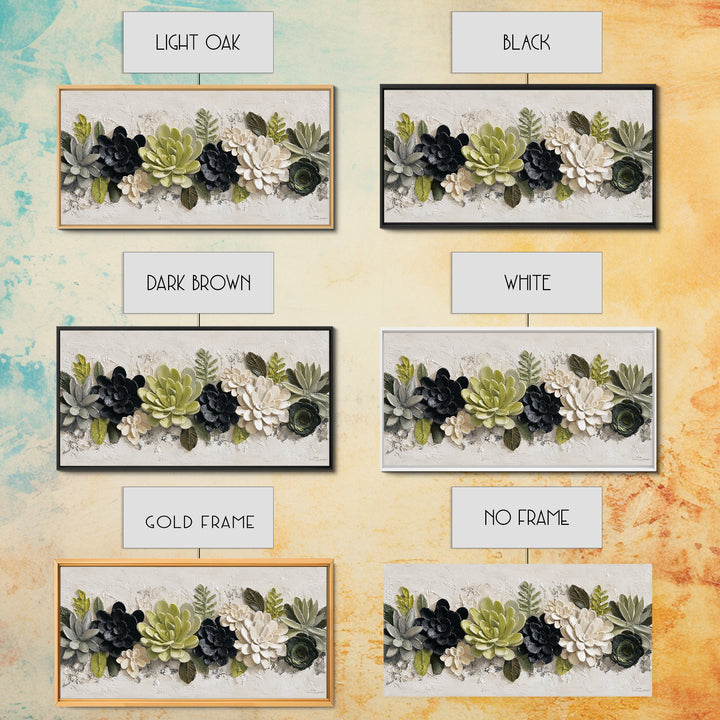 Succulent Collection in Ceramic Planters Canvas Print, Patio Art, Contemporary Art, Patio Decor, Fine Art, Outdoor, Metal Art, PAT-2x1-41