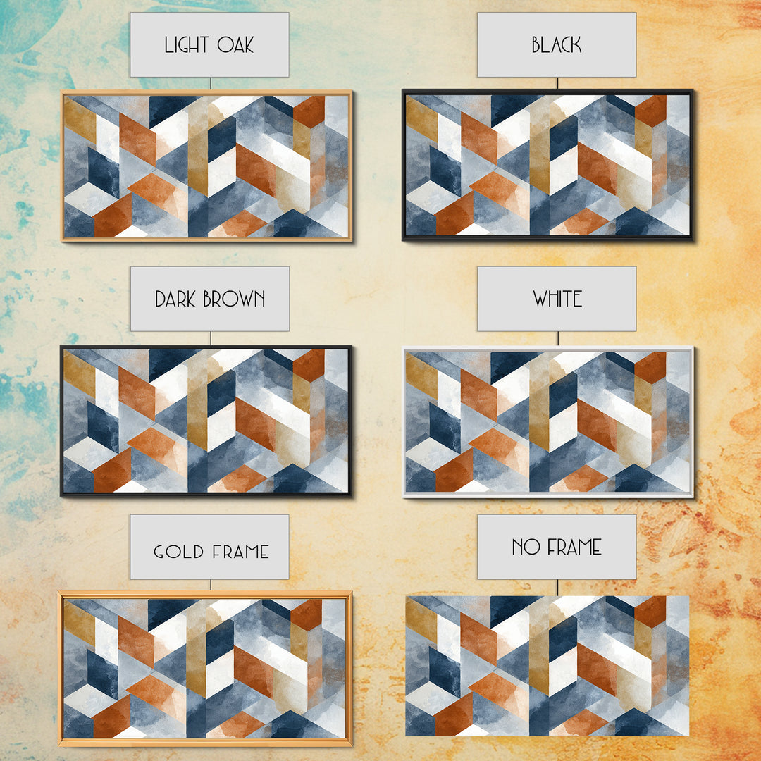 Warm Geometric Tile Pattern Canvas Print, Patio Art, Textured Painting, Patio Decor, Fine Art, Outdoor, Outdoor Wall Art, PAT-2x1-44