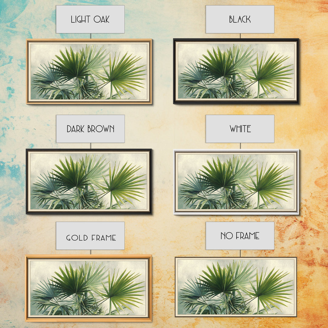 Tropical Palm Fronds Framed Canvas Print, Patio Art, Wall Hanging, Patio Decor, Fine Art, Outdoor, Beach Art, Beach House Decor, PAT-2x1-45