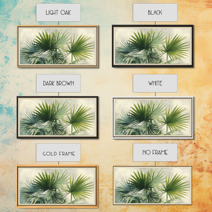 Tropical Palm Fronds Framed Canvas Print, Patio Art, Wall Hanging, Patio Decor, Fine Art, Outdoor, Beach Art, Beach House Decor, PAT-2x1-45