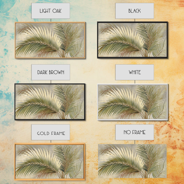 Tropical Palm Fronds Canvas Print, Patio Art, Metal Art, Patio Decor, Outdoor, Patio Cushions, Yard Decor, Mixed Media Art, PAT-2x1-69