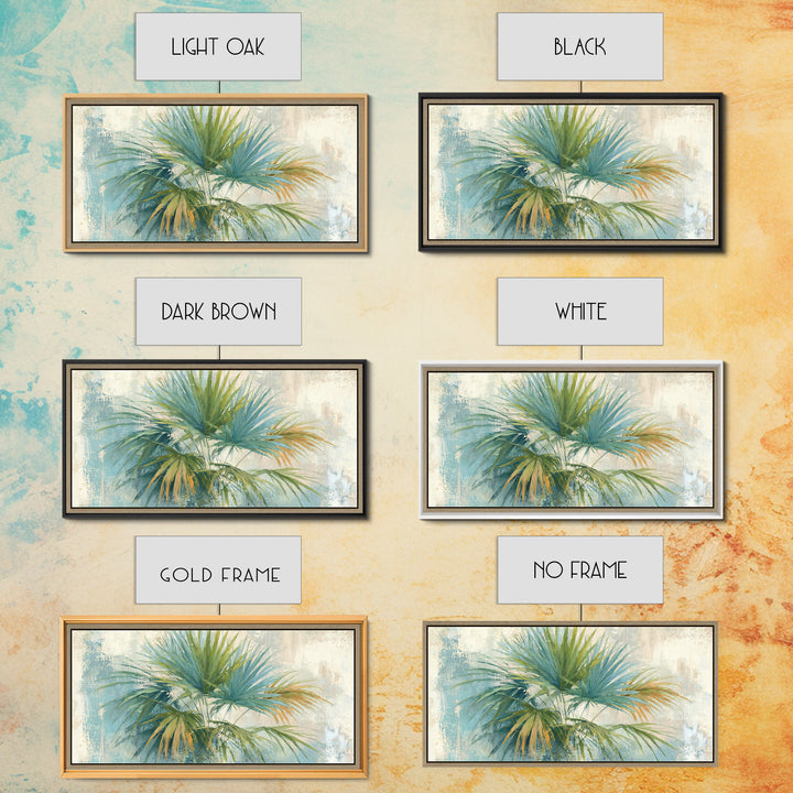 Tropical Palm Fronds Canvas Print, Patio Art, Metal Art, Patio Decor, Outdoor, Patio Cushions, Yard Decor, Mixed Media Art, PAT-2x1-93