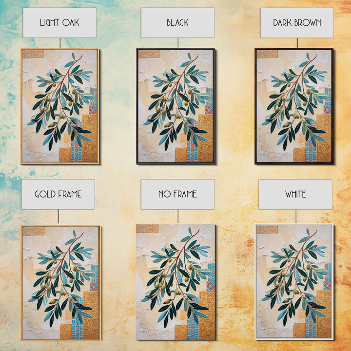 Olive Branch Wreath on Warm Plaster Framed Canvas Print, Patio Art, Outdoor Decor, Patio Decor, Fine Art, Outdoor, Bar Art, PAT-2x3-17