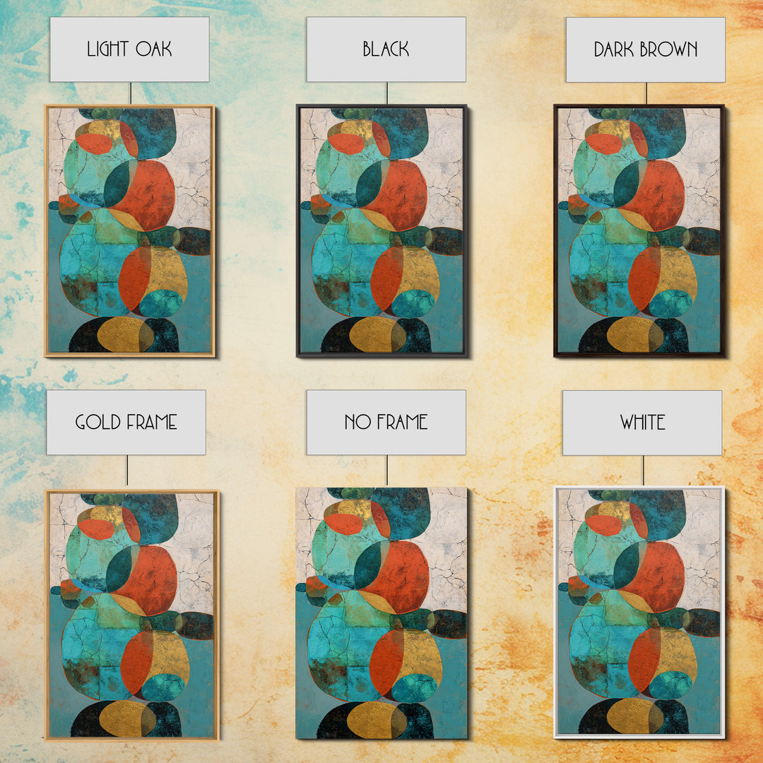 Bright Coral and Turquoise Abstract for Outdoors Framed Canvas Print, Patio Art, Outdoor Art, Patio Decor, Abstract Art, PAT-2x3-44