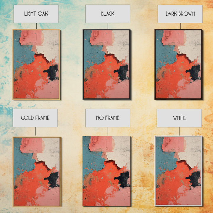 Bright Coral and Turquoise Abstract for Outdoors Framed Canvas Print, Patio Art, Garden Art, Patio Decor, Fine Art, Outdoor, PAT-2x3-68