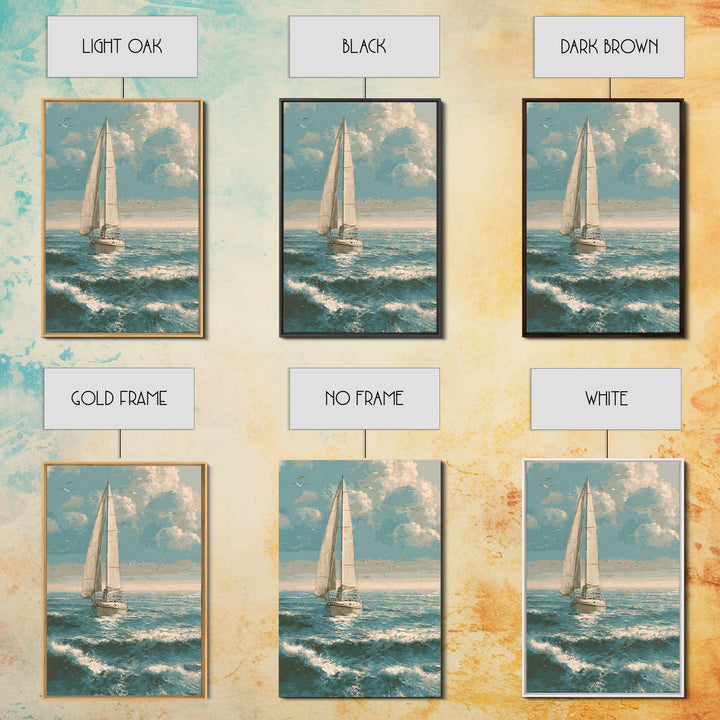 Sailboat on a Breezy Summer Horizon Canvas Print, Patio Art, Wall Hanging, Patio Decor, Oil Painting, Outdoor, Beach Art, PAT-2x3-71