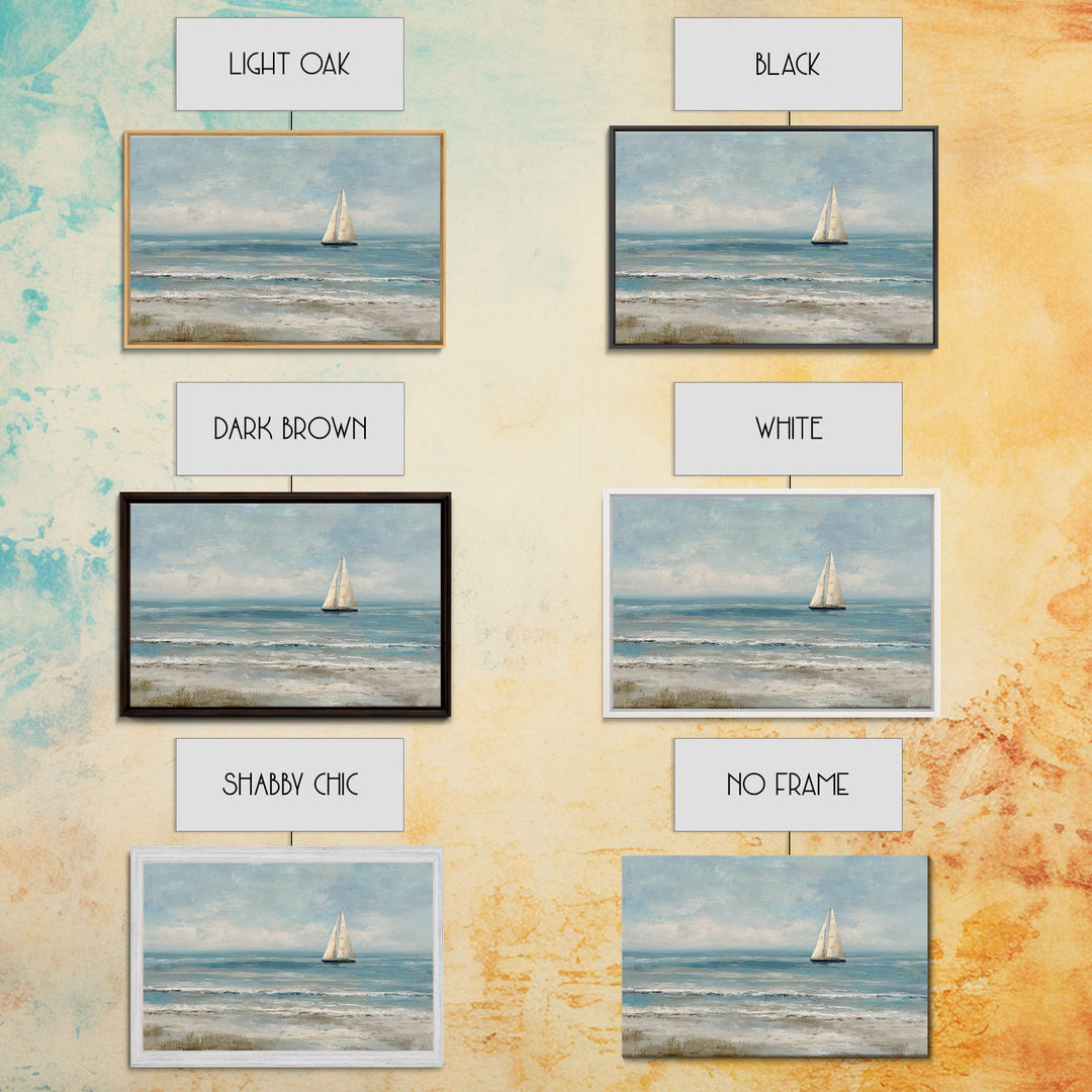 Sailboat on a Breezy Summer Horizon Framed Canvas Print, Patio Art, Wall Decor, Patio Decor, Fine Art, Outdoor, Coastal Decor, PAT-3x2-91
