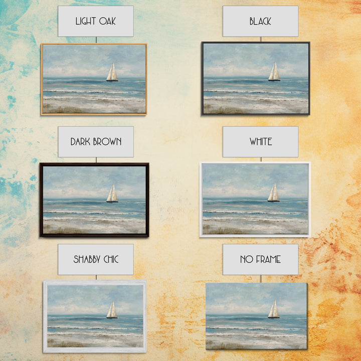 Sailboat on a Breezy Summer Horizon Framed Canvas Print, Patio Art, Wall Decor, Patio Decor, Fine Art, Outdoor, Coastal Decor, PAT-3x2-91
