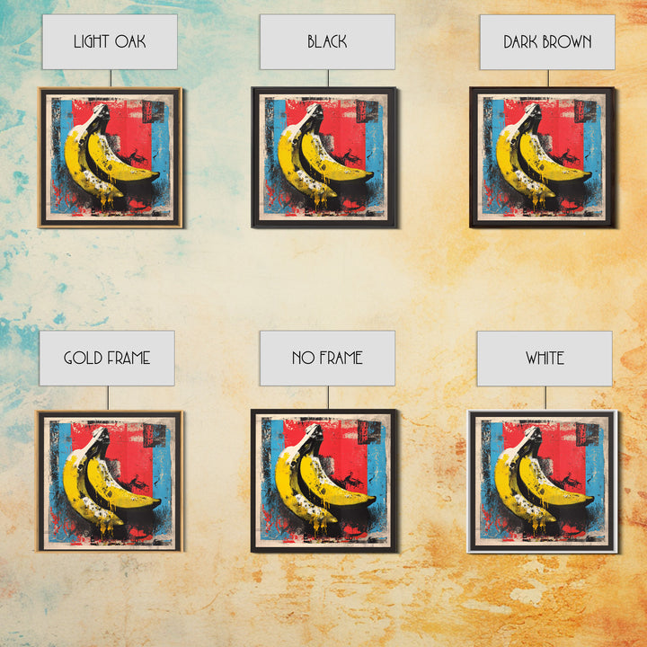 Bright Banana Still Life Framed Canvas Print, Pop Art, Eclectic Home Decor, Living Room Decor, Fine Art, Pop, Minimalist Decor, POP-1x1-74