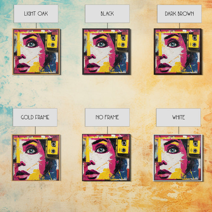 Colorful Cassette Tape Graphic Framed Canvas Print, Pop Art, Football Wall Art, Living Room Decor, Abstract Art, Pop, POP-1x1-84