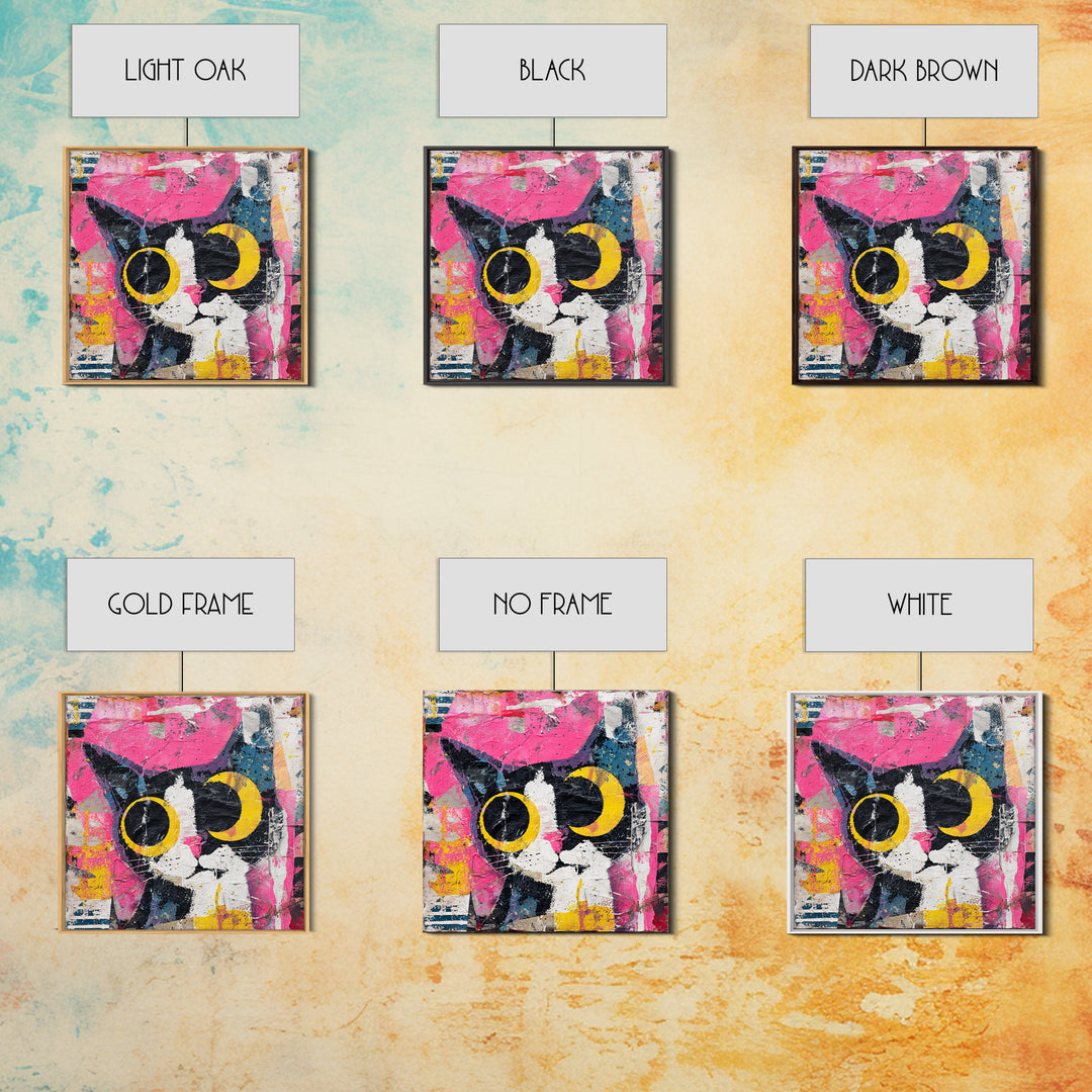 Comic Cat with Oversized Eyes Canvas Print, Pop Art, 3d Art, Living Room Decor, Fine Art, Pop, Textured Painting, POP-1x1-90