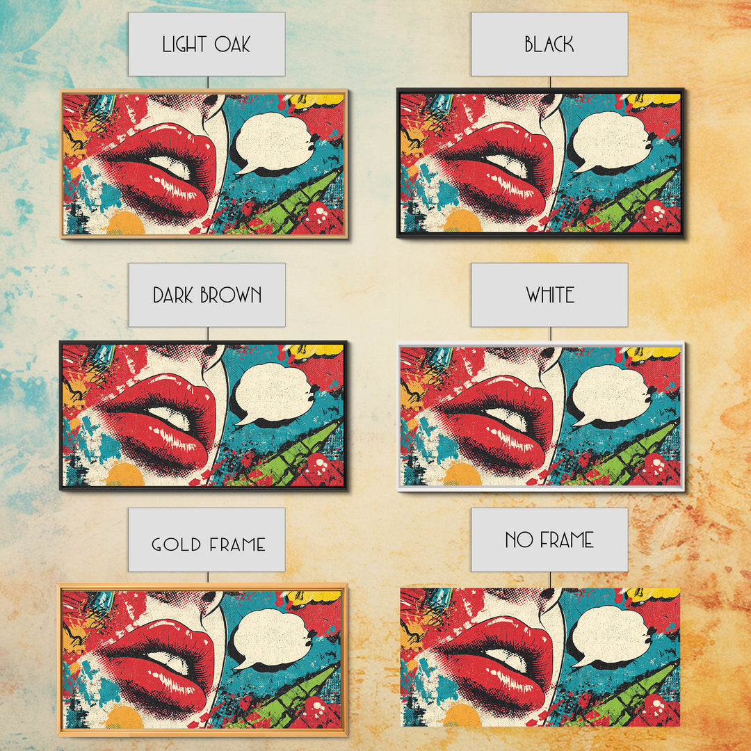 Bold Comic Lips Canvas Print, Pop Art, Wall Art, Living Room Decor, Oil Painting, Pop, Original Art, Canvas Wall Art, POP-2x1-21