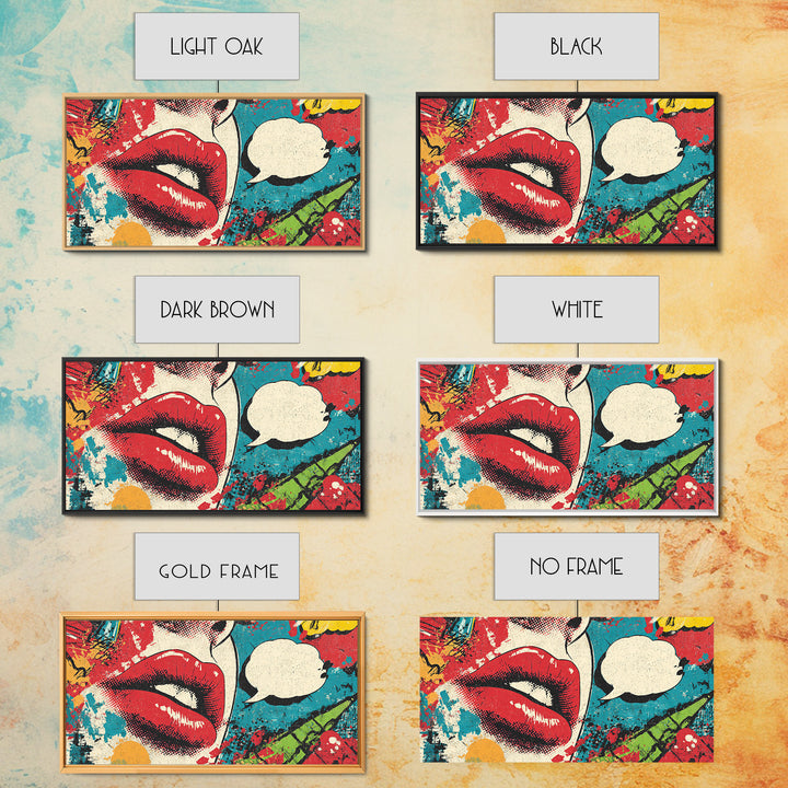 Bold Comic Lips Canvas Print, Pop Art, Wall Art, Living Room Decor, Oil Painting, Pop, Original Art, Canvas Wall Art, POP-2x1-21