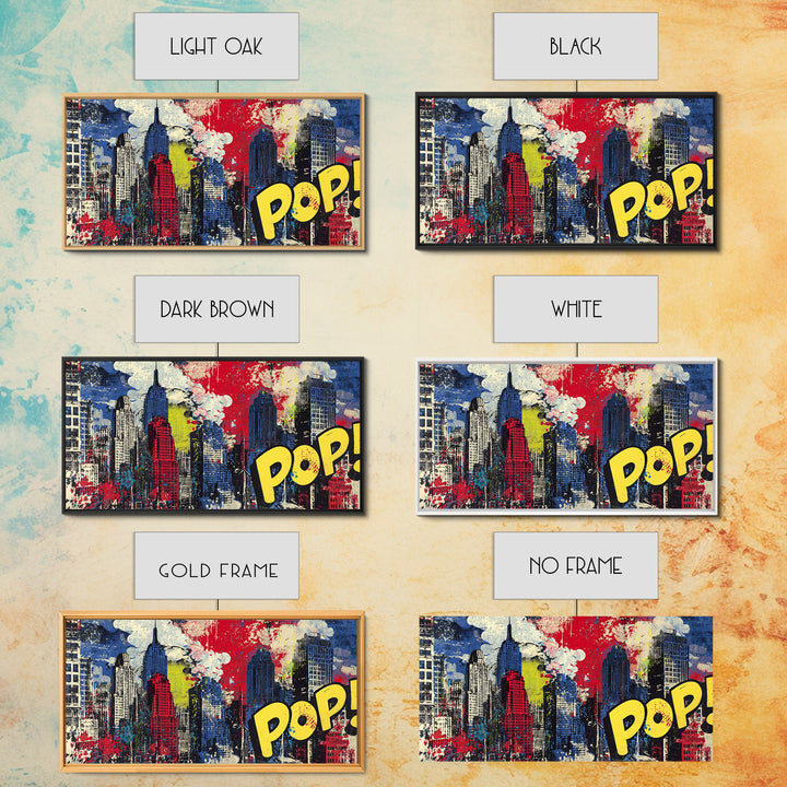 Comic Book City Skyline Canvas Print, Pop Art, Custom Portrait, Living Room Decor, Abstract Art, Pop, Mexican Art, Modern Art, POP-2x1-49