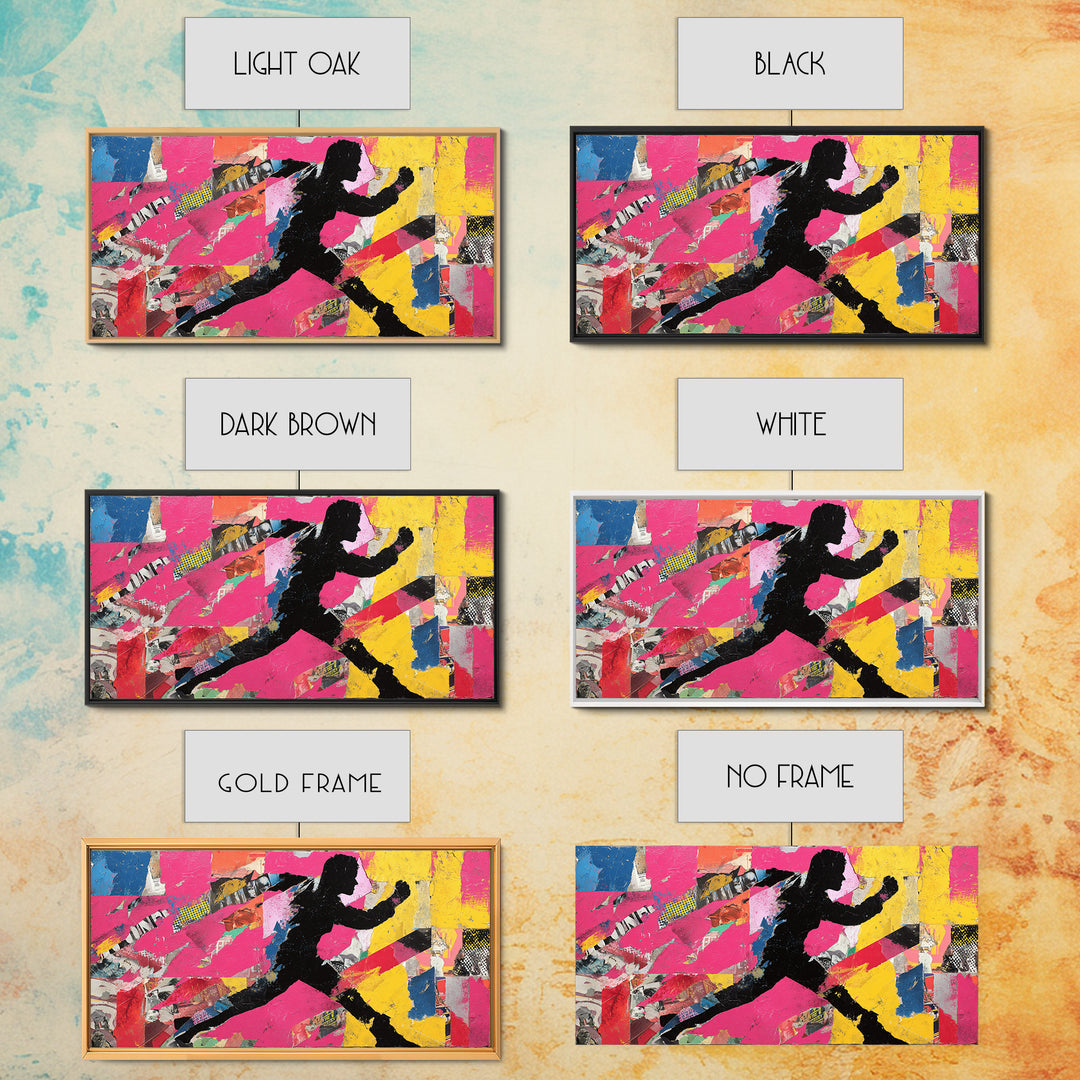 Superhero Silhouette in Dynamic Color Fields Framed Canvas Print, Pop Art, Modern Art, Living Room Decor, Abstract Art, Pop, POP-2x1-59