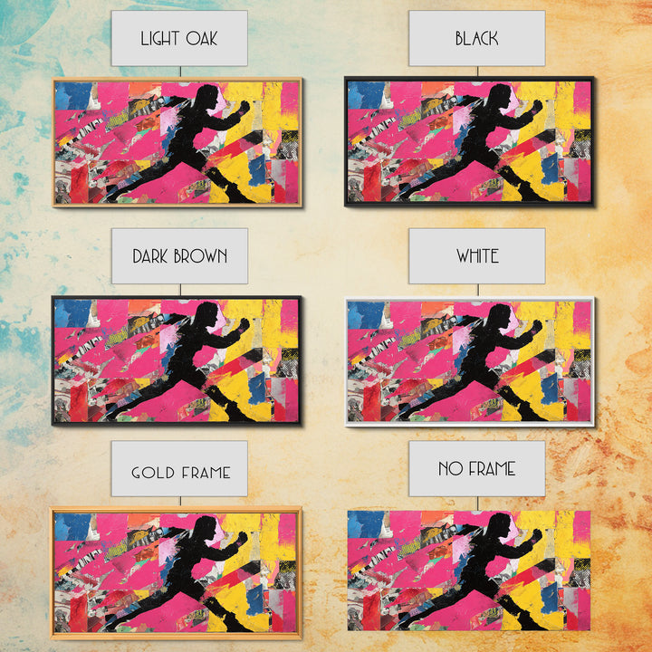 Superhero Silhouette in Dynamic Color Fields Framed Canvas Print, Pop Art, Modern Art, Living Room Decor, Abstract Art, Pop, POP-2x1-59