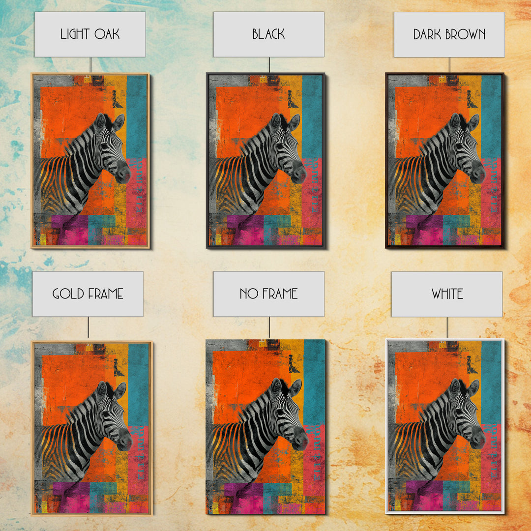 Zebra in Rainbow Pop Pattern Canvas Print, Pop Art, Painting, Living Room Decor, Fine Art, Pop, Apartment Decor, Dopamine Decor, POP-2x3-45