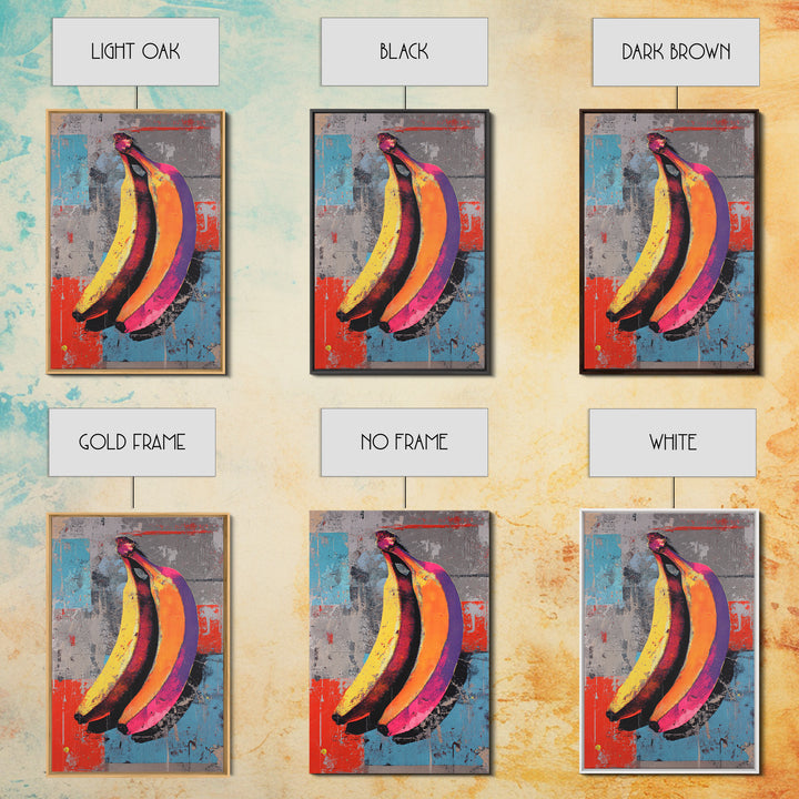 Bright Banana Still Life Canvas Print, Pop Art, Painting, Living Room Decor, Fine Art, Pop, Apartment Decor, Dopamine Decor, POP-2x3-58