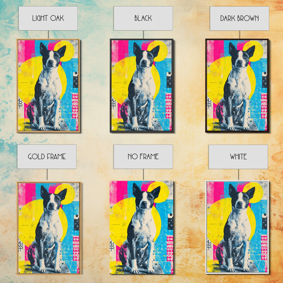 Pop Art Dog Portrait Framed Canvas Print, Pop Art, Wall Decor, Living Room Decor, Pop, Apartment Decor, Dopamine Decor, POP-2x3-63