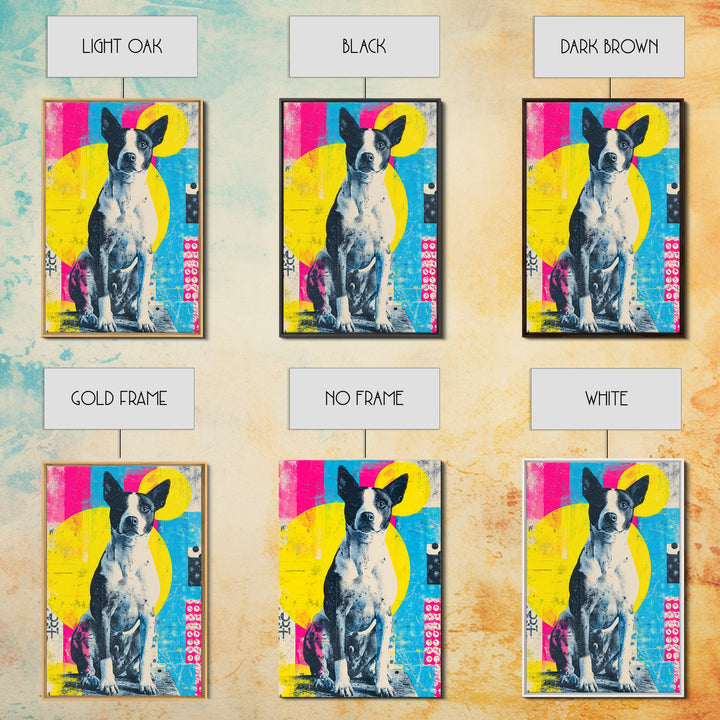 Pop Art Dog Portrait Framed Canvas Print, Pop Art, Wall Decor, Living Room Decor, Pop, Apartment Decor, Dopamine Decor, POP-2x3-63