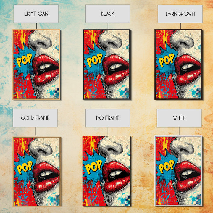 Bold Comic Lips Canvas Print, Pop Art, Canvas Wall Art, Living Room Decor, Oil Painting, Pop, Football Wall Art, Party Decor, POP-2x3-81