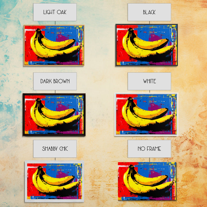Bright Banana Still Life Framed Canvas Print, Pop Art, Canvas Painting, Living Room Decor, Fine Art, Pop, Statement Artwork, POP-3x2-78