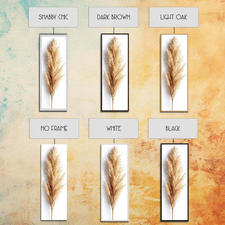 Pampas Grass Botanical Art - Framed Canvas Print, Skinny Tall Art, Minimalist Wall Art for Living Room, Bedroom Decor, Botanical Print