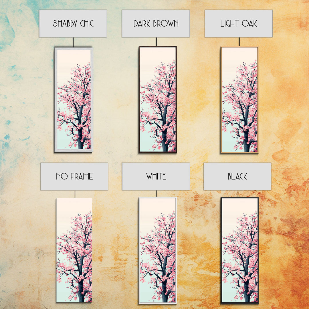 Delicate Cherry Blossom Tree In Full Bloom Against A Soft Gradient Background For Elegant Wall Art Framed Canvas Print