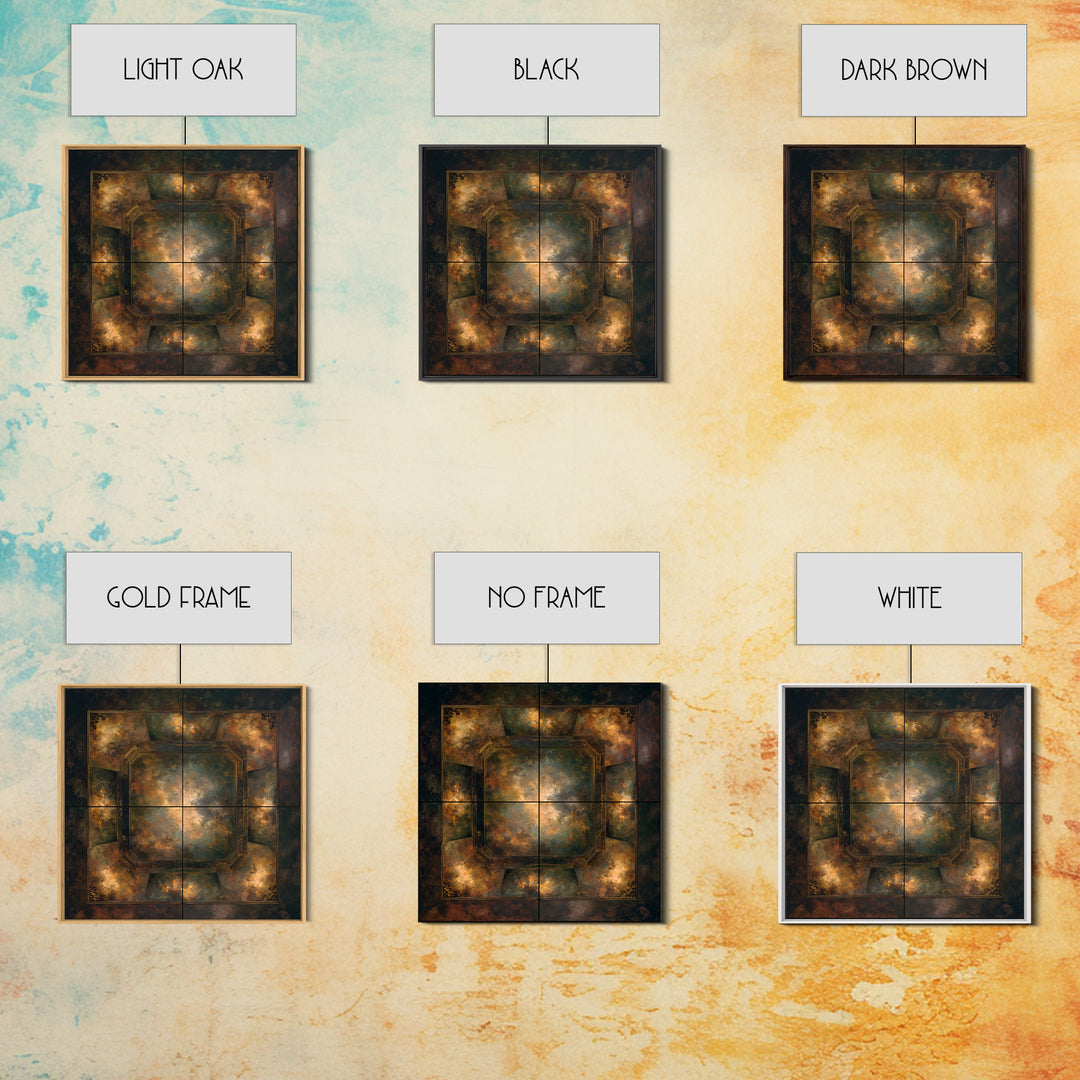 Fresco Celestial Ceiling Composition Framed Canvas Print, Renaissanceinspired Art, Yoga Wall Art, Living Room Decor, Classic, REN-1x1-63