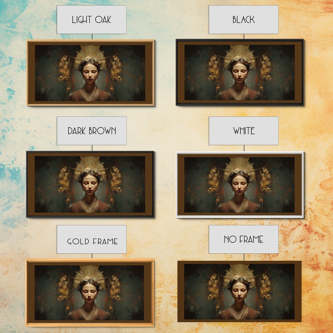 Gold Halo Portrait Canvas Print, Renaissanceinspired Art, Luxury Decor, Living Room Decor, Fine Art, Classic, Printable Art, REN-2x1-73