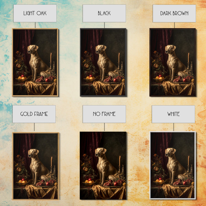 Noble Dog Portrait Framed Canvas Print, Renaissanceinspired Art, Cat Painting, Living Room Decor, Oil Painting, Classic, REN-2x3-100