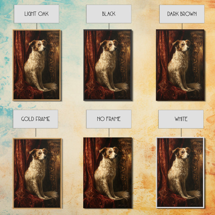 Noble Dog Portrait Framed Canvas Print, Renaissanceinspired Art, Textured Painting, Living Room Decor, Fine Art, Classic, REN-2x3-28