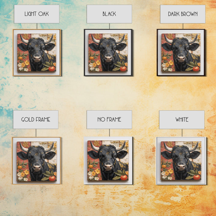 Steakhouse Black and Gold Bull Portrait Canvas Print, Restaurant Art, Bar Decor, Restaurant Decor, Fine Art, Bistro, RES-1x1-55