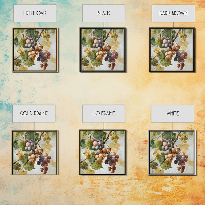 Wine Grapevine Botanical Study Framed Canvas Print, Restaurant Art, Neutral Decor, Restaurant Decor, Oil Painting, Bistro, RES-1x1-63