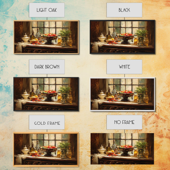 Classic Fruit Bowl Framed Canvas Print, Restaurant Art, Minimalist Decor, Restaurant Decor, Fine Art, Bistro, Kitchen Decor, RES-2x1-24