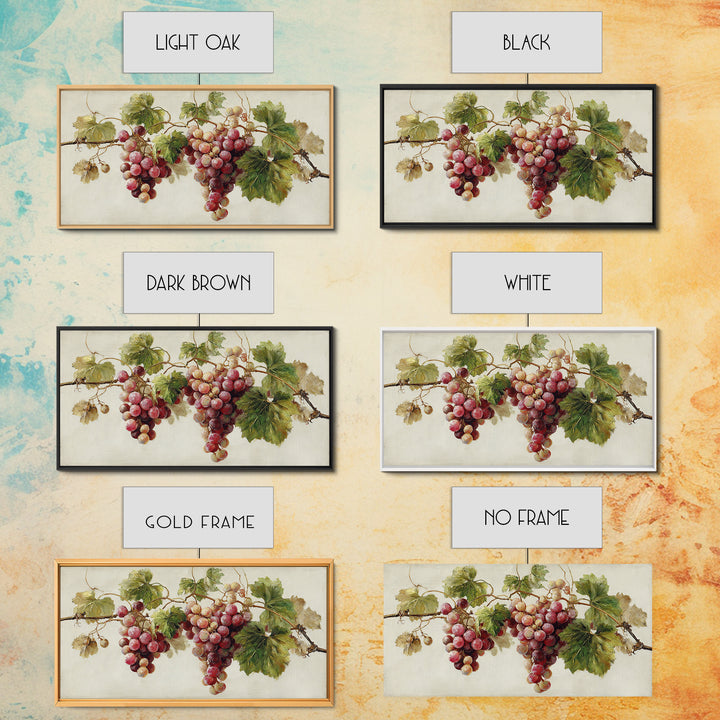 Wine Grapevine Botanical Study Framed Canvas Print, Restaurant Art, Wall Art, Restaurant Decor, Watercolor Art, Bistro, RES-2x1-35