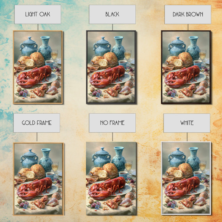 Seafood Lobster and Shell Arrangement Canvas Print, Restaurant Art, Gallery Decor, Restaurant Decor, Fine Art, Bistro, RES-2x3-16