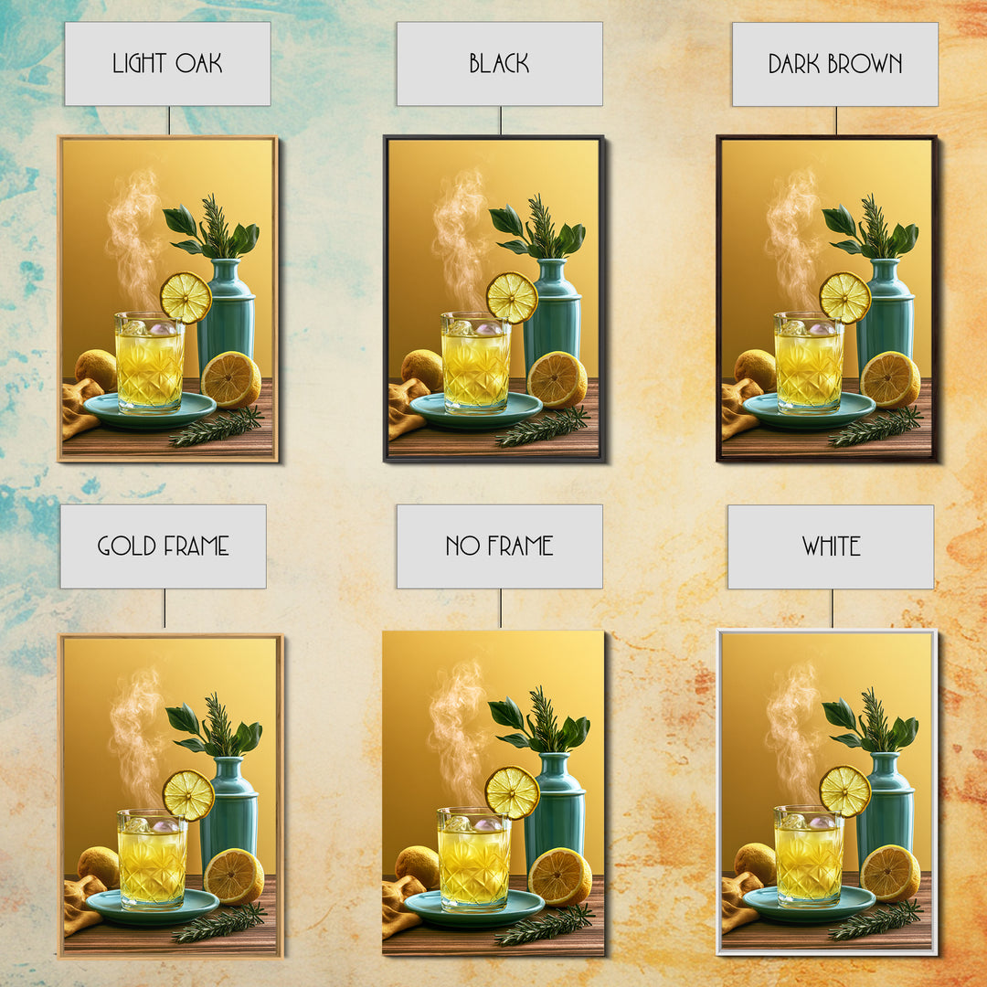 Cocktail and Citrus Bar Composition Framed Canvas Print, Restaurant Art, Contemporary Art, Restaurant Decor, Fine Art, Bistro, RES-2x3-19