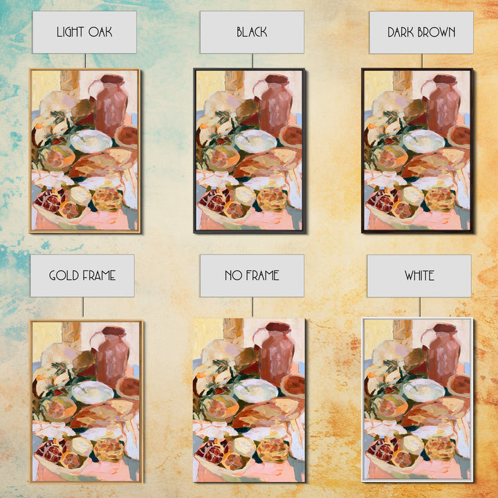 Abstract Appetite Friendly Red and Orange Shapes Framed Canvas Print, Restaurant Art, Large Wall Art, Restaurant Decor, Bistro, RES-2x3-25