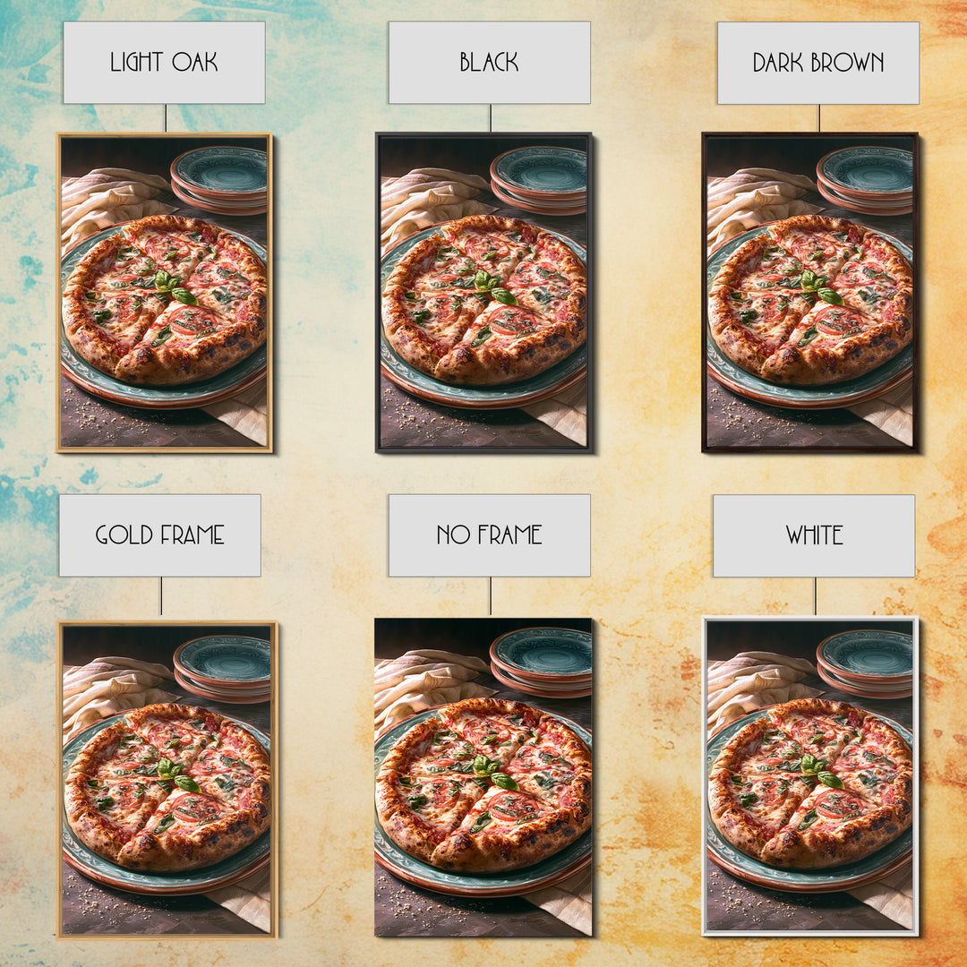 Pizzeria Tomato Basil and Mozzarella Still Life Canvas Print, Restaurant Art, Restaurant Decor, Oil Painting, Bistro, RES-2x3-66