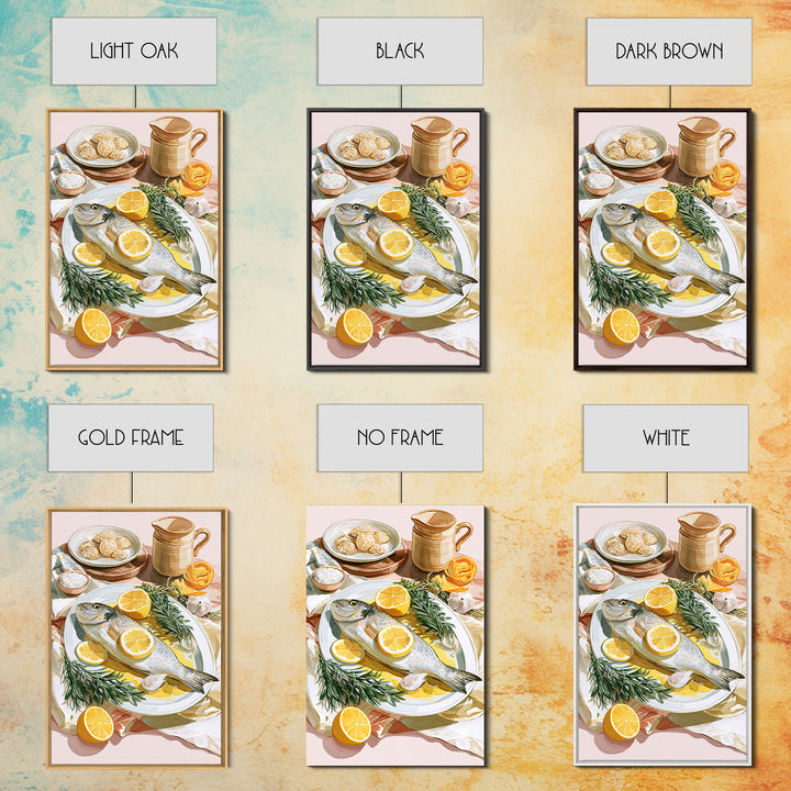 Fresh Fish with Lemon and Herbs Canvas Print, Restaurant Art, Fine Art Print, Restaurant Decor, Fine Art, Bistro, Wall Decor, RES-2x3-7
