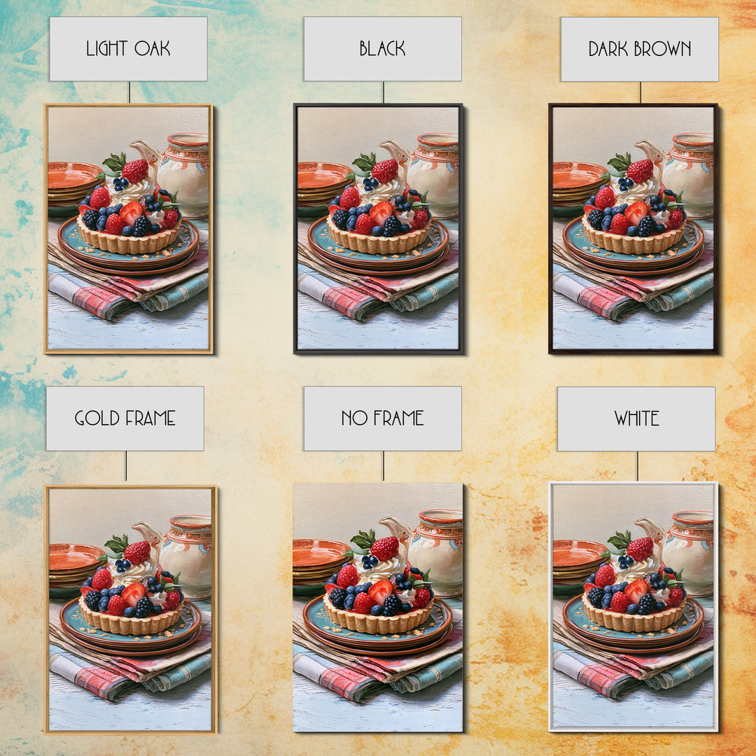 Dessert Tart with Berries and Cream Canvas Print, Restaurant Art, Living Room Decor, Restaurant Decor, Fine Art, Bistro, RES-2x3-96