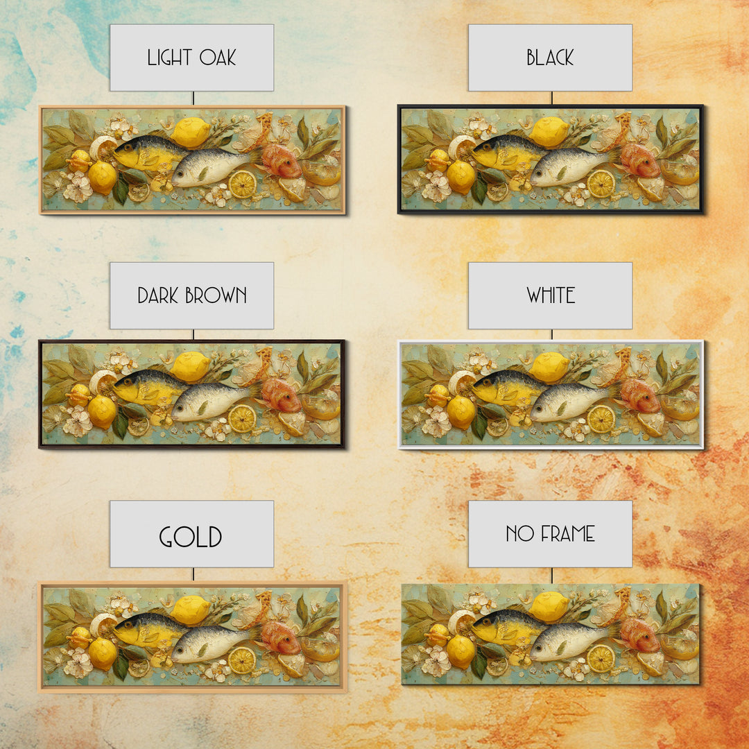 Fresh Fish with Lemon and Herbs Framed Canvas Print, Restaurant Art, Gallery Decor, Restaurant Decor, Fine Art, Bistro, RES-3x1-15