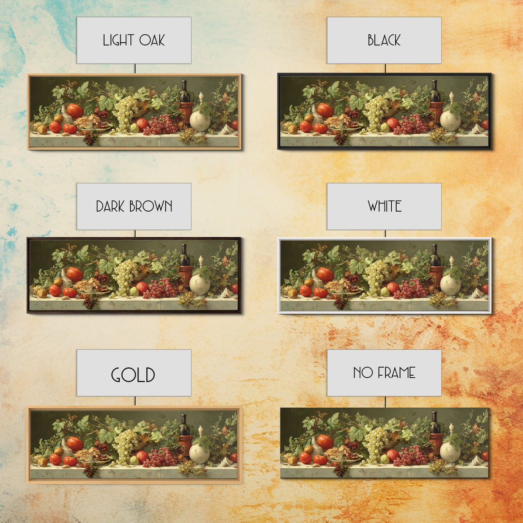 Wine Grapevine Botanical Study Framed Canvas Print, Restaurant Art, Wall Decor, Restaurant Decor, Oil Painting, Bistro, RES-3x1-55