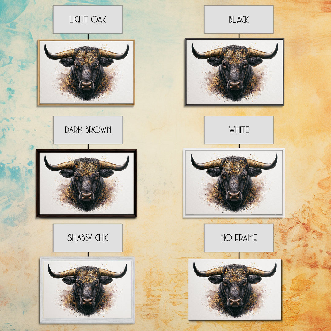 Steakhouse Black and Gold Bull Portrait Canvas Print, Restaurant Art, Modern Decor, Restaurant Decor, Fine Art, Bistro, RES-3x2-11